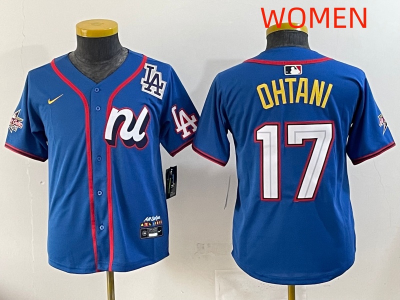 women 2025 Los Angeles Dodgers #17 Ohtani Blue Nike  2025 MLB All Star  Jersey style 004
